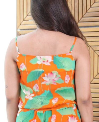 Lotus Print Cowl Top