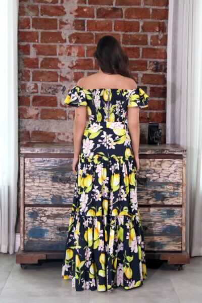 Lemon Print Off Shoulder Top