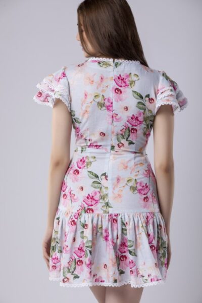 Linen Front Bow Tie Up Dress
