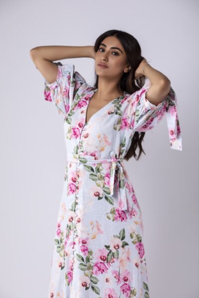 Linen High Low Dress
