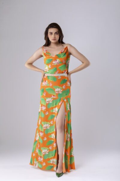 Lotus Print Dress