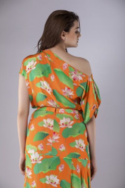Lotus Print V Peekaboo Top