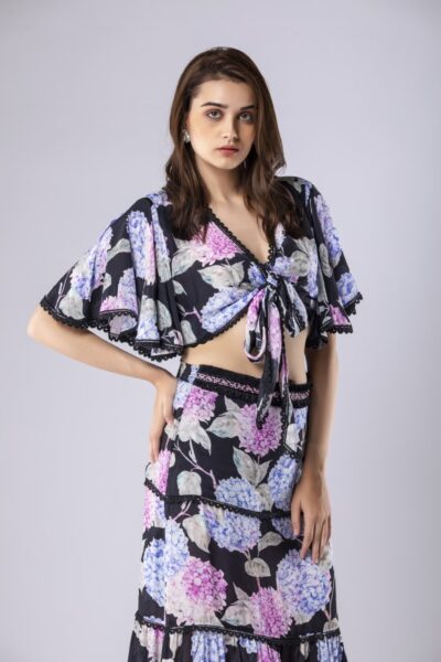Floral Print Wrap Around Top