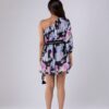 Floral print One Shoulder Tie-Up Belt Dress