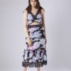 Floral Print Fitted Tiered Skirt