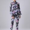 Floral Print High Collar Top