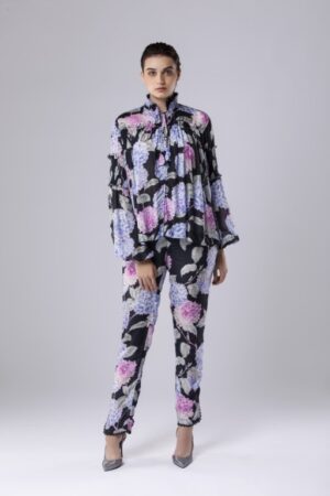 Floral Print High Collar Top