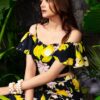 Lemon Print Off Shoulder Top
